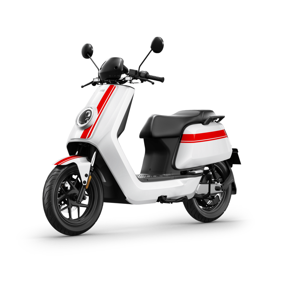 Scooter électrique NIU NQI GTS blanc avec bandes rouges